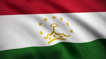 Tajikistan flag waving in the wind. Background with rough textile texture. Tajikistan flag waving animation. Animation loop video