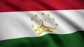 Tajikistan flag waving in the wind. Background with rough textile texture. Tajikistan flag waving animation. Animation loop video