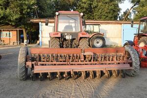 Soil disintegrator, deep loosener on the trailer. photo