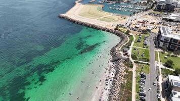 Fantastisk coogee strand antenn antal fot pir haj netto vit sand 4k video