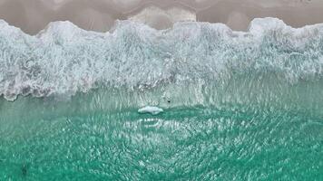 birdseye view turquoise waves lucky bay esperance 4k video