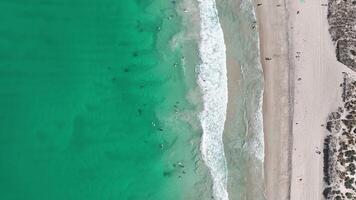 Surfen Kanu Leben Speichern Türkis Meer Scarborough Strand Perth Antenne 4k video