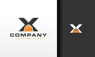 letter X construction helmet logo vector