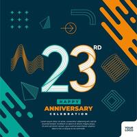 23rd anniversary celebration logotype with colorful abstract geometric shape y2k background vector