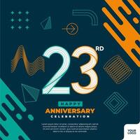 23rd anniversary celebration logotype with colorful abstract geometric shape y2k background vector