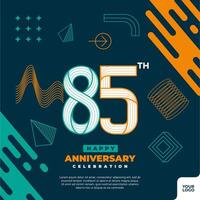 85th anniversary celebration logotype with colorful abstract geometric shape y2k background vector