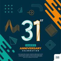 31st anniversary celebration logotype with colorful abstract geometric shape y2k background vector