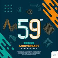 59th anniversary celebration logotype with colorful abstract geometric shape y2k background vector