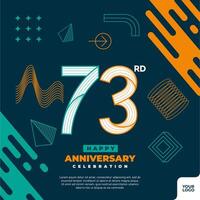 73rd anniversary celebration logotype with colorful abstract geometric shape y2k background vector