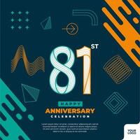 81st anniversary celebration logotype with colorful abstract geometric shape y2k background vector