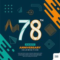 78th anniversary celebration logotype with colorful abstract geometric shape y2k background vector