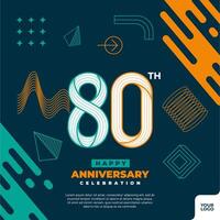 80th anniversary celebration logotype with colorful abstract geometric shape y2k background vector