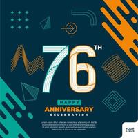 76th anniversary celebration logotype with colorful abstract geometric shape y2k background vector