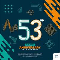 53rd anniversary celebration logotype with colorful abstract geometric shape y2k background vector