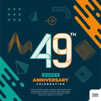 49th anniversary celebration logotype with colorful abstract geometric shape y2k background vector