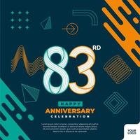 83rd anniversary celebration logotype with colorful abstract geometric shape y2k background vector