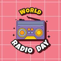 World Radio Day Retro Style Vector Design