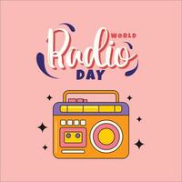 World Radio Day Retro Style Vector Design