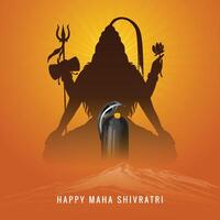 Lord shiv shankar silhouette background for maha shivratri card background vector