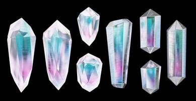 Crystal collection set pack isolated background 3d rendering without AI generated photo