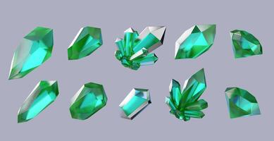 Crystal collection set pack isolated background 3d rendering without AI generated photo