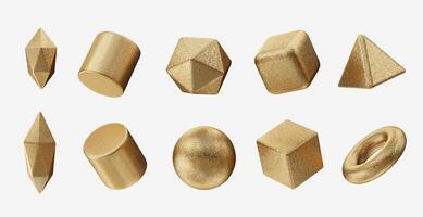 Gold Object geometry shape set isolated background 3d rendering without AI generated photo