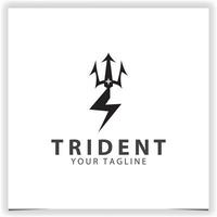 Trident logo design template with electricity energy flat vector design