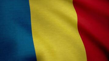 Realistic flag of Romania waving in the wind. Realistic flag of Romania waving in the wind. Seamless loop video