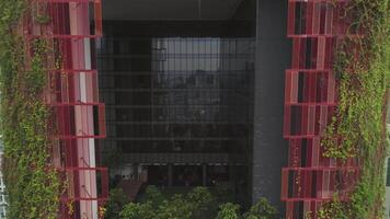 Cingapura - Junho 12, 2018. hotéis dentro Cingapura com lindo oásia hotel fechar-se. tomada. uma verdejante torre do verde dentro a coração do Cingapura s denso central o negócio distrito video