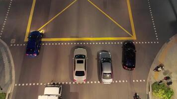 Aerial View of Traffic on a Highway. Shot. Top view from a drone of cars running on the highway at the night video