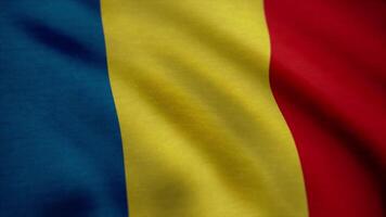 Realistic flag of Romania waving in the wind. Realistic flag of Romania waving in the wind. Seamless loop video