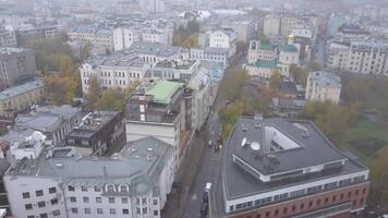 Top view of the street in Moscow city centre on December. Moscow is the capital and largest city of Russia. Aerial view of beautiful city centre video