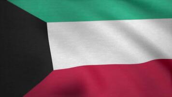 Kuwait Flag. Kuwait Country flag animation waving in the breeze close-up. Background Seamless Looping Animation video