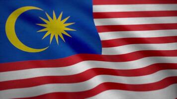 Flag of Malaysia gently waving in the wind. Malaysia Country flag animation waving in the breeze. Seamless loop video