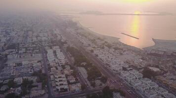 United Arab Emirates aerial view. Dubai, district, highway aerial view video