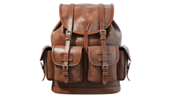 ai generiert Leder Rucksack auf ein transparent Hintergrund png