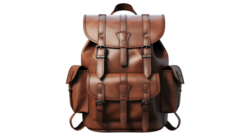 ai generiert Leder Rucksack auf ein transparent Hintergrund png