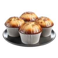 AI generated Cupcake muffin on plate isolated on a transparent background. png