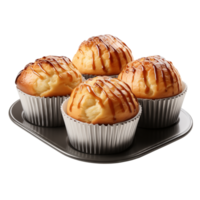 AI generated Cupcake muffin on plate isolated on a transparent background. png
