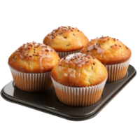 ai généré petit gâteau muffin dans la poêle isolé sur une transparent Contexte. png