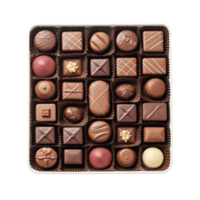 ai gerado chocolate caixa topo Visão isolado em transparente fundo png