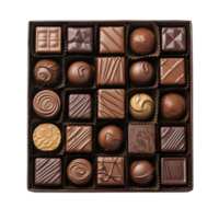 ai gegenereerd chocola doos top visie geïsoleerd Aan transparant achtergrond png