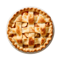 AI generated Apple pie on white plate. Isolated on a transparent background. png