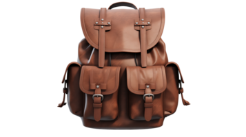 ai generiert Leder Rucksack auf ein transparent Hintergrund png