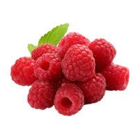 AI generated Raspberries isolated on a transparent background. png