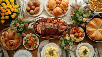 AI generated Mouthwatering images of festive meals shared among family photo