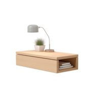 AI generated Wall Mounted Floating Nightstand. Scandinavian modern minimalist style. Transparent background, isolated image. png