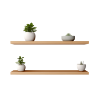 AI generated Wall Mounted Floating Shelves. Scandinavian modern minimalist style. Transparent background, isolated image. png