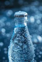 AI generated Condensation beads on a chilled soda bottle, inviting a thirst-quenching sip photo