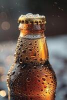 AI generated Condensation beads on a chilled soda bottle, inviting a thirst-quenching sip photo